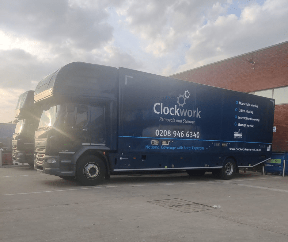Clockwork Removals - South London branch in Wimbledon - removal lorries parked up outside