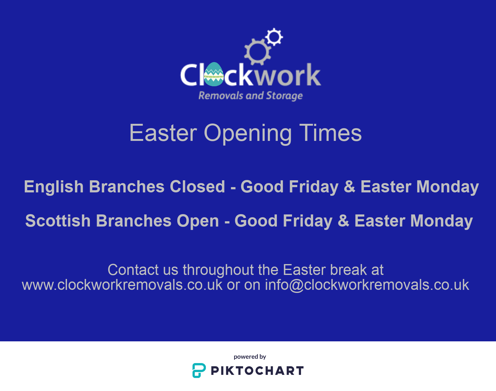 Clockwork's Easter Opening Times